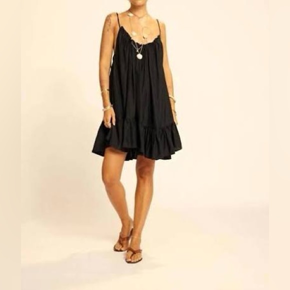 Natalie Martin Dresses & Skirts - Natalie Martin Black Ruffle Slip Dress
